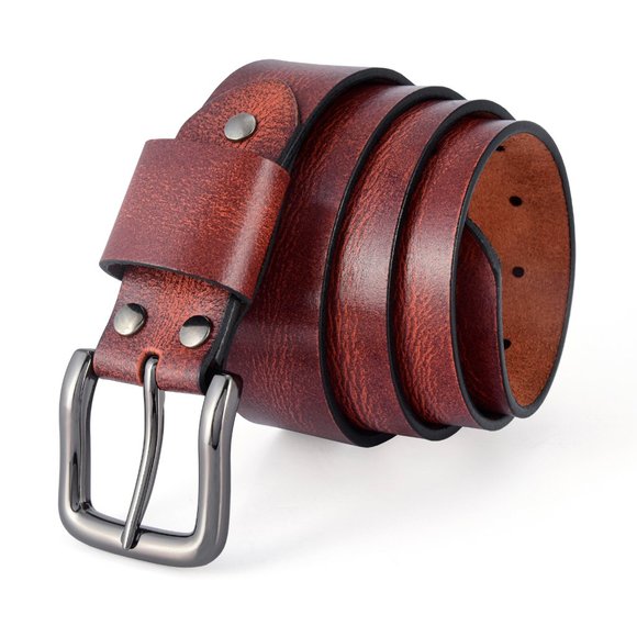 Men's Leather Belt - Handmade - Antique  Maroon - Free Personalization - Picture 1 of 15